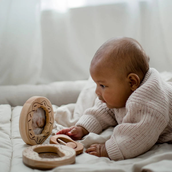 Natural Wooden Toy Rattle - Mirror and Picture Frame Set - Children's Toy