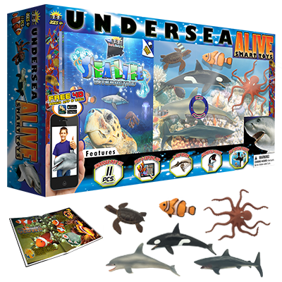 🌊 Undersea Alive Interactive Smart Toys | Augmented Reality 4D Sea Creatures | Includes Bonus 32-Page Learning Book & Adventure Cards | Ages 3+