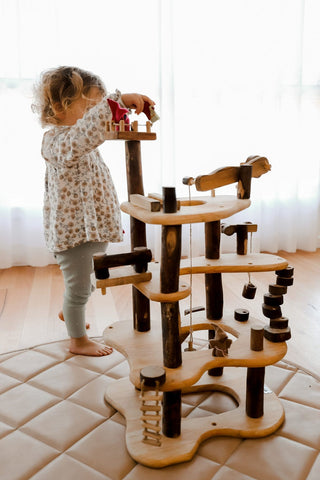 Natural Wood Toy, Three Level Tree House Play Set