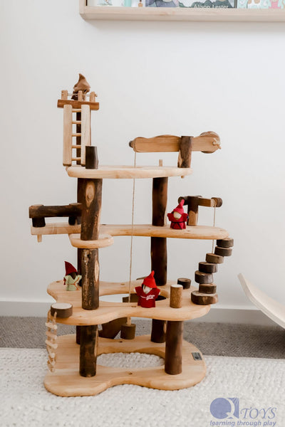 Natural Wood Toy, Three Level Tree House Play Set