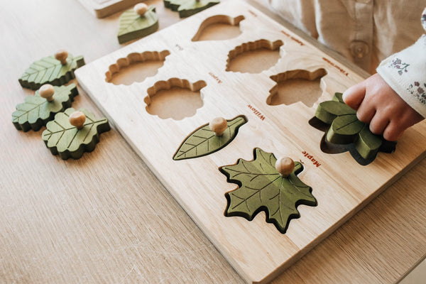 Natural Wood Children's Toy Leaf puzzle