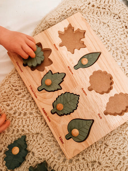 Natural Wood Children's Toy Leaf puzzle