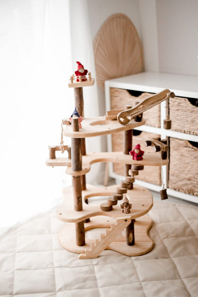 Natural Wood Toy, Three Level Tree House Play Set