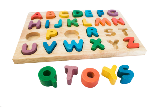 Natural Wood Children's Toy Capital Letter Puzzle