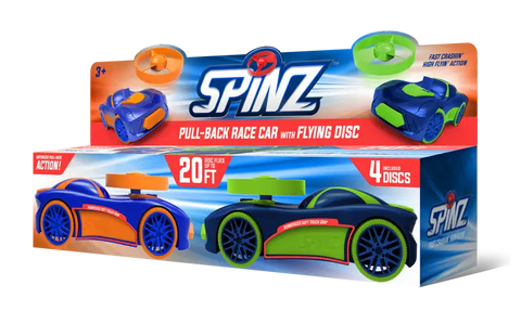 Spinz Pull Back Race Car with Flying Discs (2 Pack Assortment)