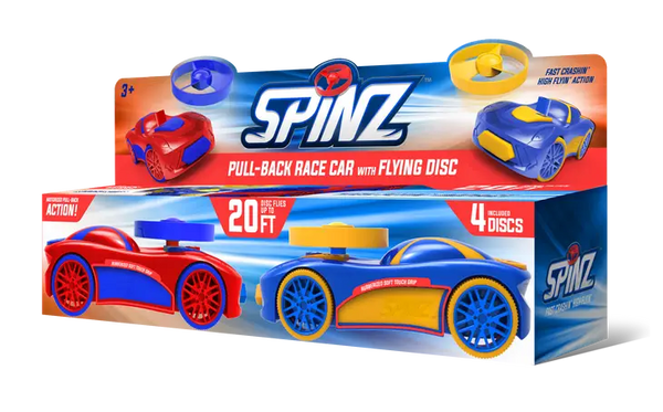 Spinz Pull Back Race Car with Flying Discs (2 Pack Assortment)