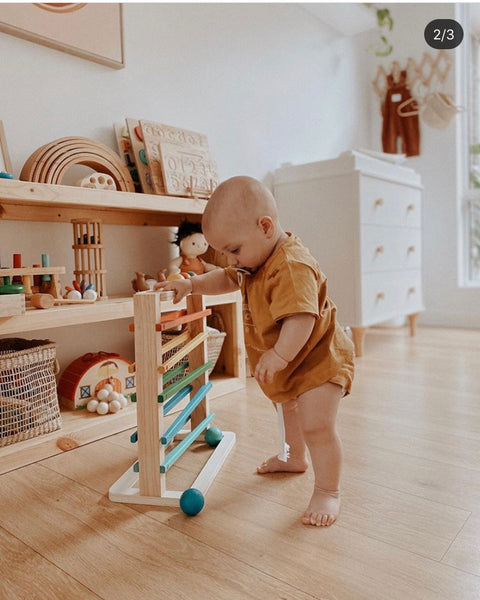 Natural Wood Toy, Track a Ball Rack